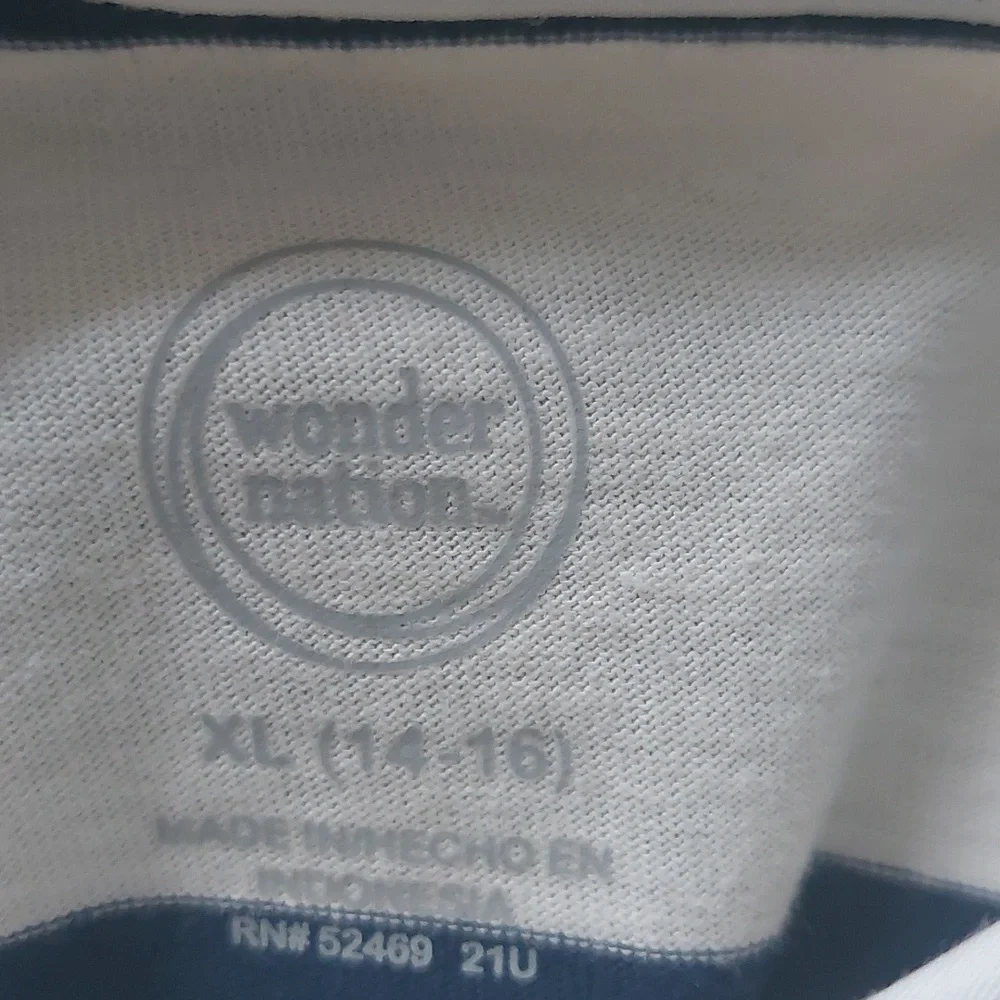 Wonder Nation Girls Navy Blue and White Striped Longsleeve Size XL 14/16 - Picture 10 of 13